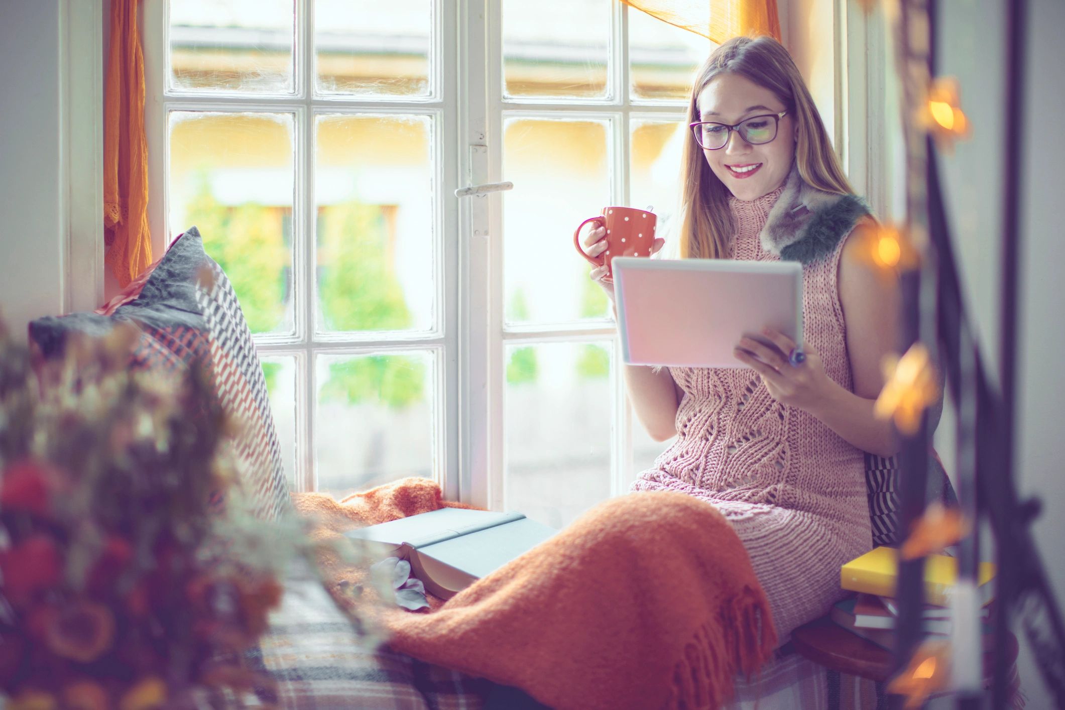 Person reading on a tablet